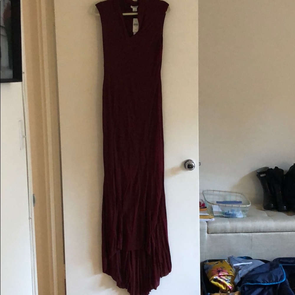 NWT Helmet Lang V Neck Asymmetrical Maxi Dress